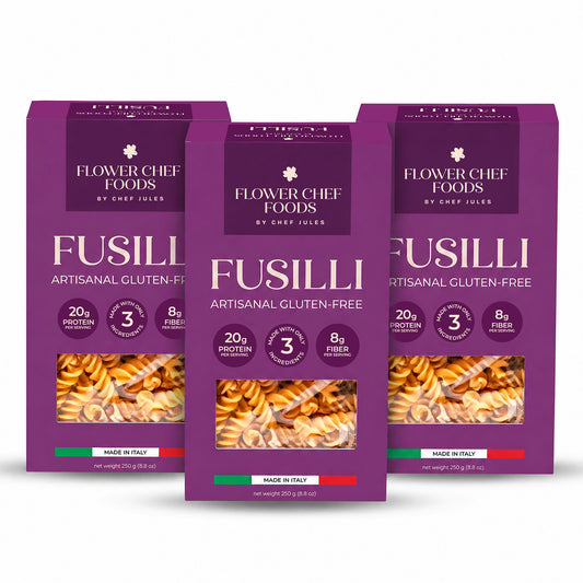 Flower Chef Foods Artisanal Gluten Free Pasta – High Protein Fusilli Pasta - (Pack of 3)