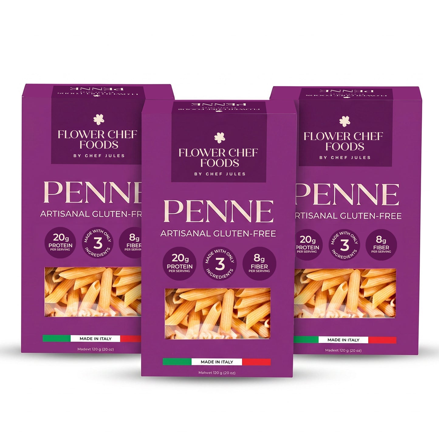 Flower Chef Foods Artisanal Gluten Free Pasta – High Protein Penne Pasta - (Pack of 3)