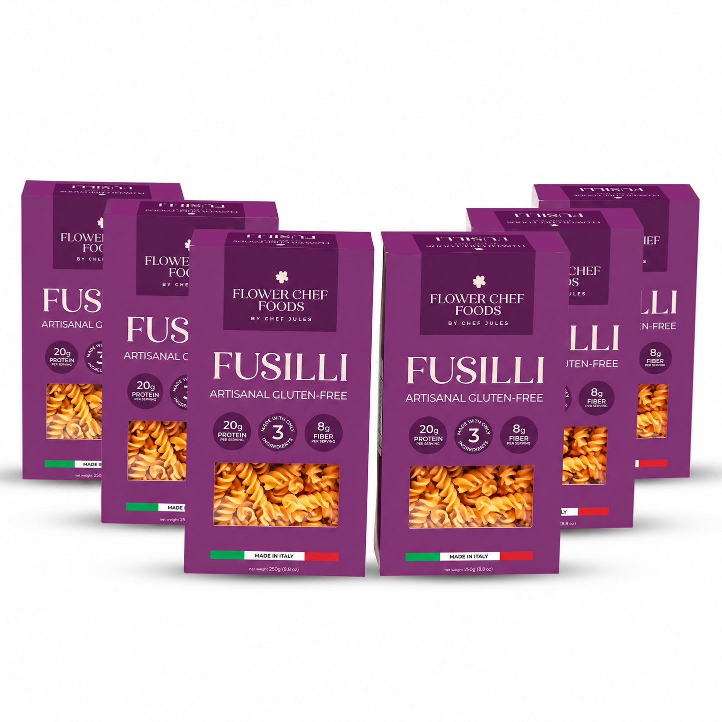 Flower Chef Foods Artisanal Gluten Free Pasta – High Protein Fusilli Pasta (Pack of 6)