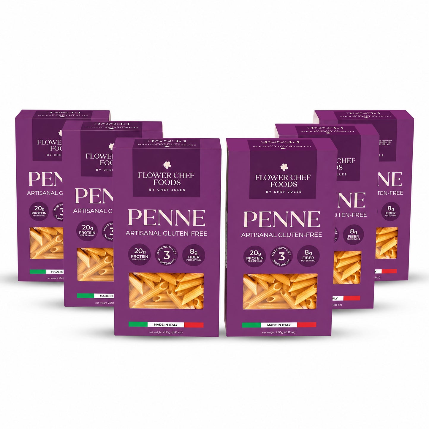 Flower Chef Foods Artisanal Gluten Free Pasta – High Protein Penne Pasta (Pack of 6)